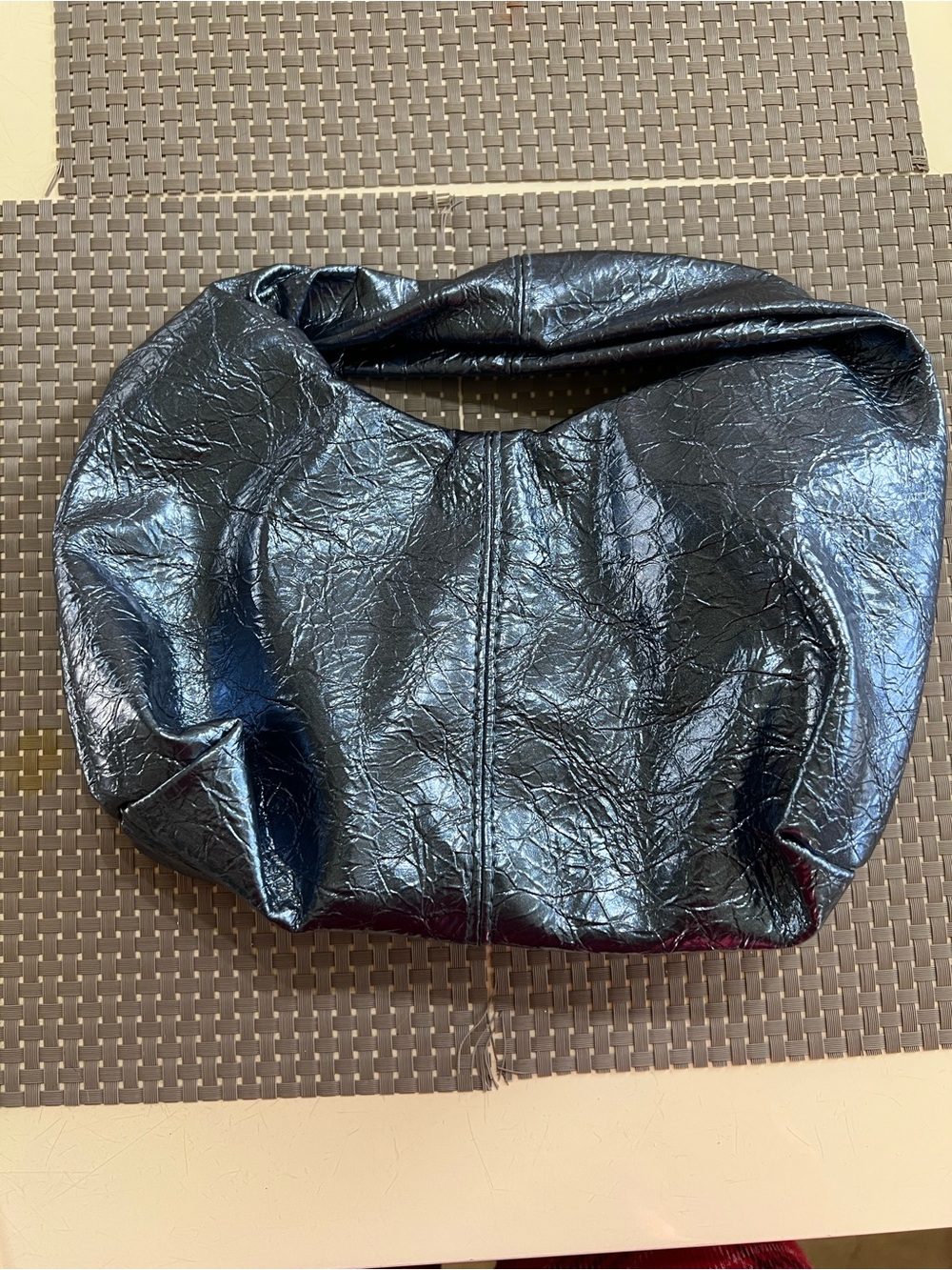 Blue  Women’s Hobo Bag - Sleek Crinkled Finish